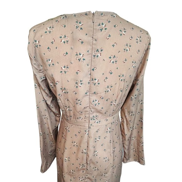 Missguided Brown Floral Plunge Split Midi Dress NWT Size 6 - Picture 4 of 9